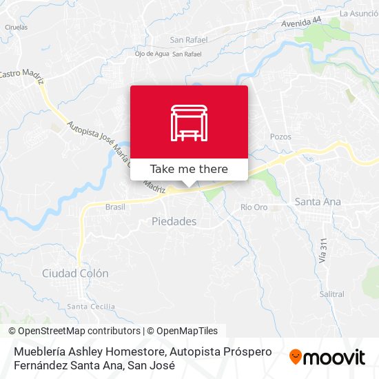 Mueblería Ashley Homestore, Autopista Próspero Fernández Santa Ana map