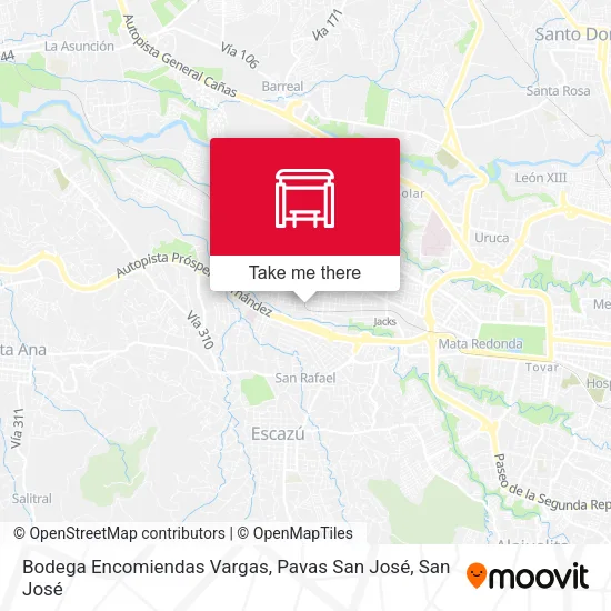 Mapa de Bodega Encomiendas Vargas, Pavas San José