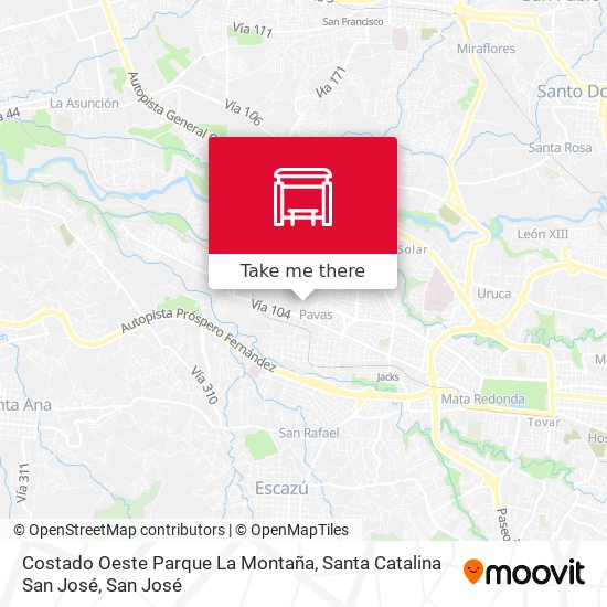 Costado Oeste Parque La Montaña, Santa Catalina San José map