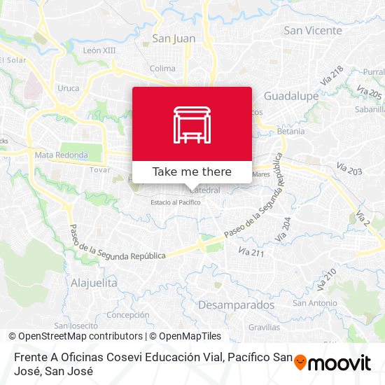 Frente A Oficinas Cosevi Educación Vial, Pacífico San José map