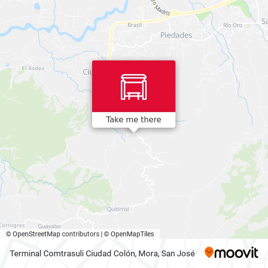 Mapa de Terminal Comtrasuli Ciudad Colón, Mora