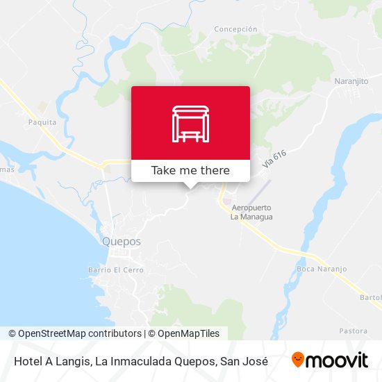 Mapa de Hotel A Langis, La Inmaculada Quepos