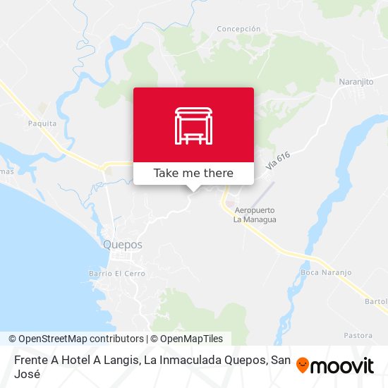 Mapa de Frente A Hotel A Langis, La Inmaculada Quepos