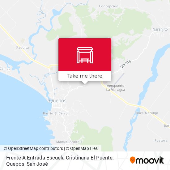 Frente A Entrada Escuela Cristinana El Puente, Quepos map