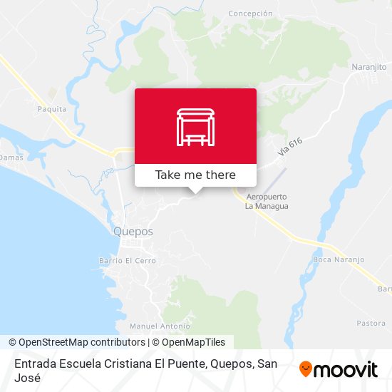 Entrada Escuela Cristiana El Puente, Quepos map