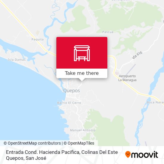 Entrada Cond. Hacienda Pacífica, Colinas Del Este Quepos map