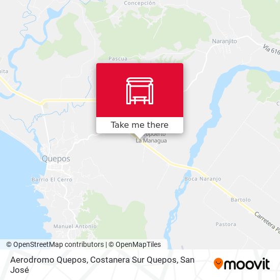 Mapa de Aerodromo Quepos, Costanera Sur Quepos
