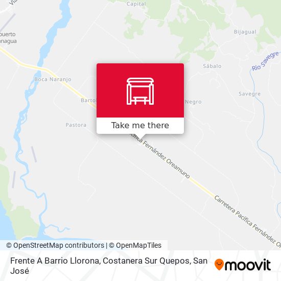 Frente A Barrio Llorona, Costanera Sur Quepos map