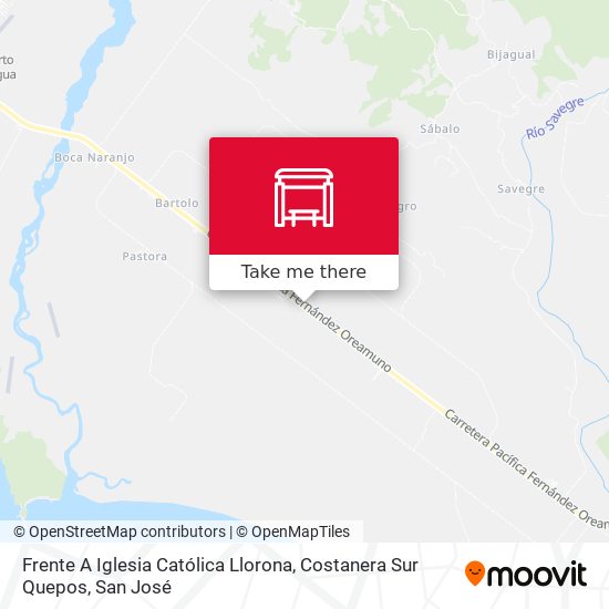 Frente A Iglesia Católica Llorona, Costanera Sur Quepos map