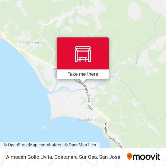Mapa de Almacén Gollo Uvita, Costanera Sur Osa