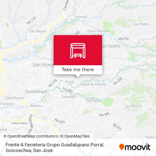 Mapa de Frente A Ferretería Grupo Guadalupano Purral, Goicoechea