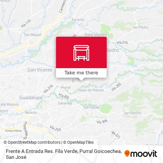 Frente A Entrada Res. Fila Verde, Purral Goicoechea map