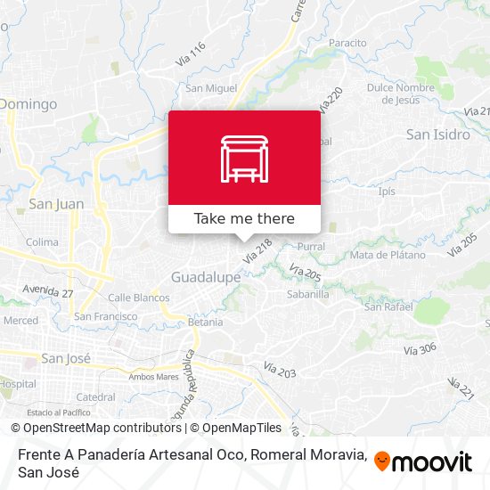 Mapa de Frente A Panadería Artesanal Oco, Romeral Moravia