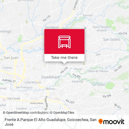 Mapa de Frente A Parque El Alto Guadalupe, Goicoechea