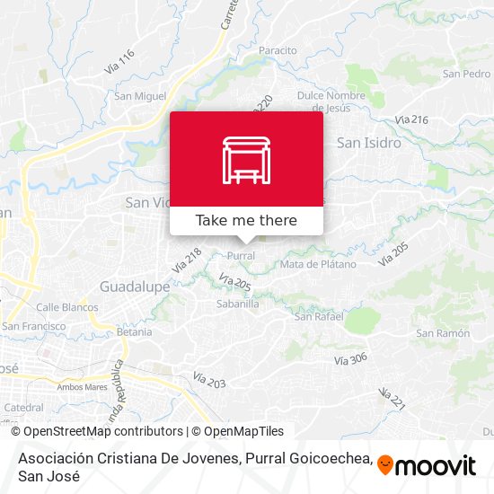 Asociación Cristiana De Jovenes, Purral Goicoechea map