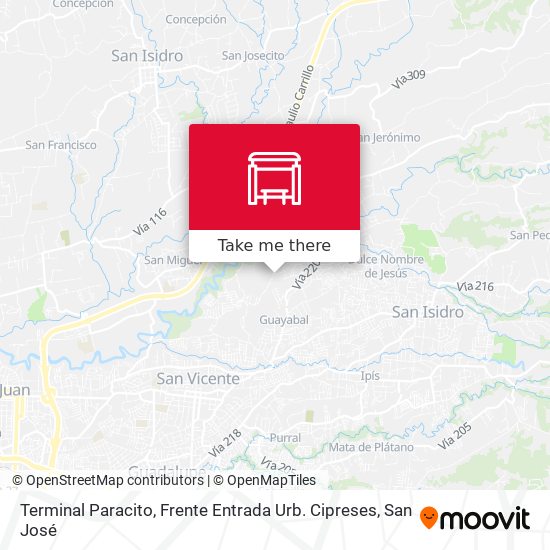 Mapa de Terminal Paracito, Frente Entrada Urb. Cipreses