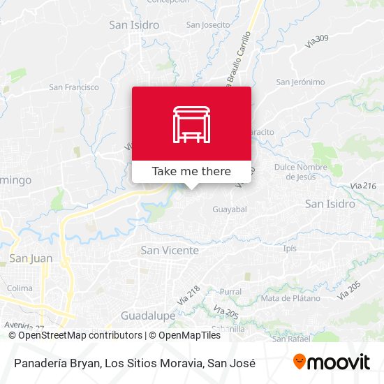 Mapa de Panadería Bryan, Los Sitios Moravia