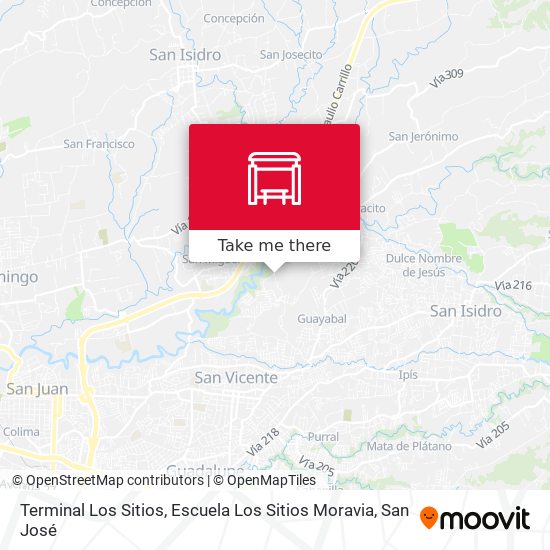 Terminal Los Sitios, Escuela Los Sitios Moravia map