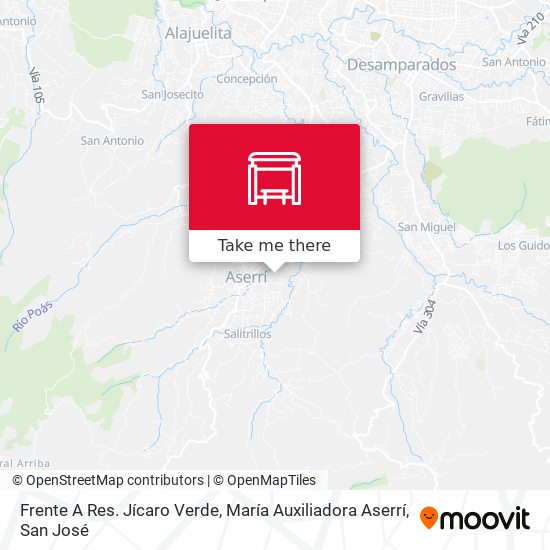 Frente A Res. Jícaro Verde, María Auxiliadora Aserrí map