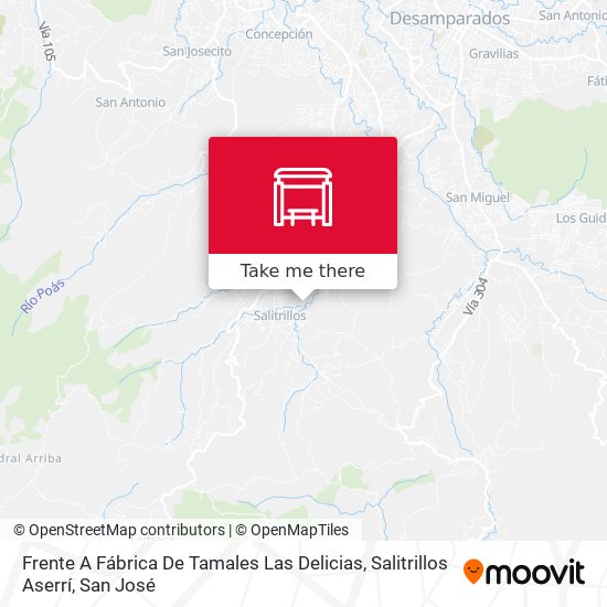 Frente A Fábrica De Tamales Las Delicias, Salitrillos Aserrí map