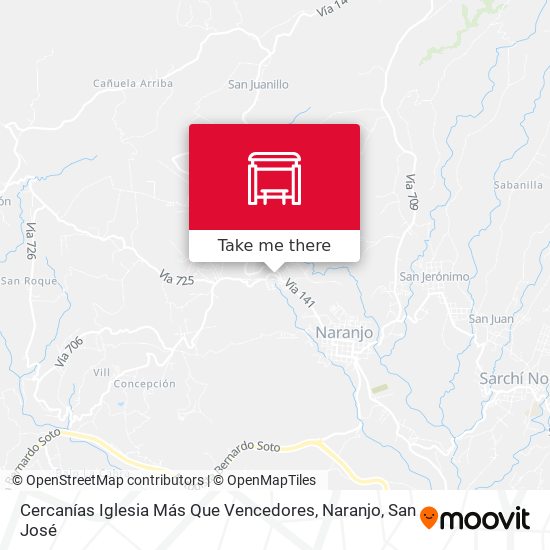 Mapa de Cercanías Iglesia Más Que Vencedores, Naranjo