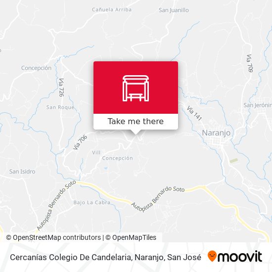 Mapa de Cercanías Colegio De Candelaria, Naranjo