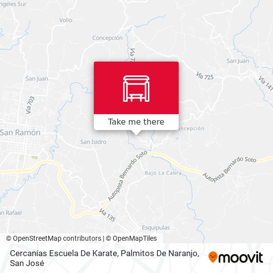Mapa de Cercanías Escuela De Karate, Palmitos De Naranjo
