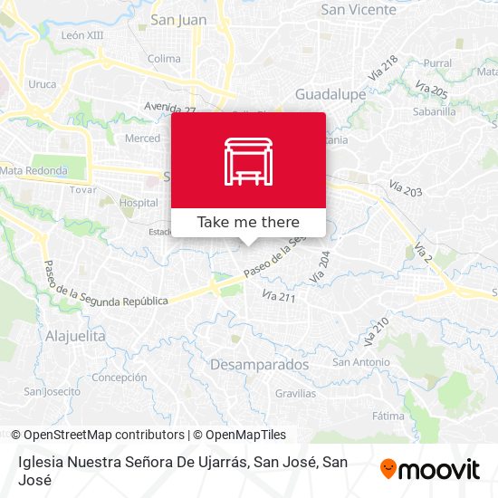 Iglesia Nuestra Señora De Ujarrás, San José map