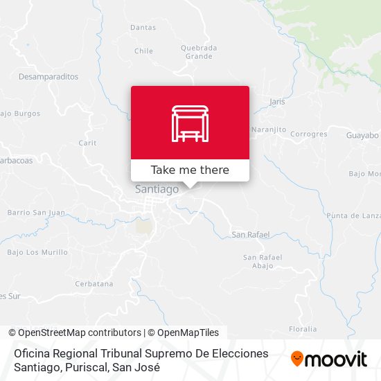 Mapa de Oficina Regional Tribunal Supremo De Elecciones Santiago, Puriscal