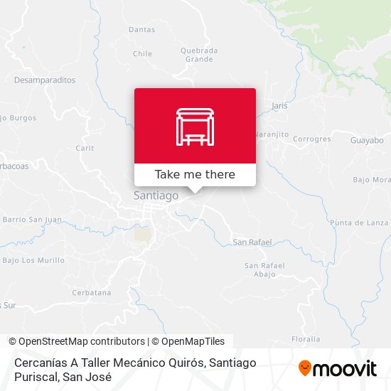 Mapa de Cercanías A Taller Mecánico Quirós, Santiago Puriscal