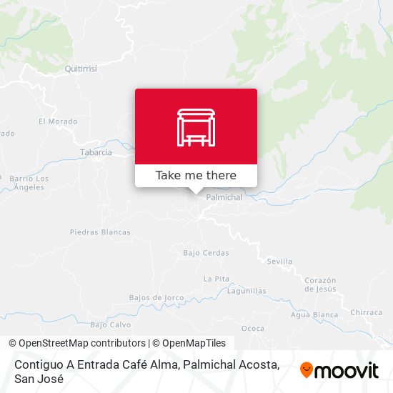 Mapa de Contiguo A Entrada Café Alma, Palmichal Acosta