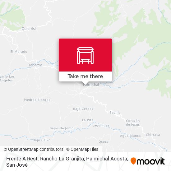 Mapa de Frente A Rest. Rancho La Granjita, Palmichal Acosta