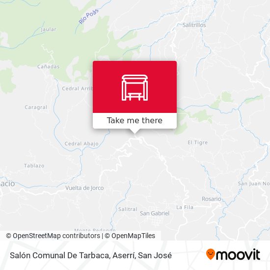 Salón Comunal De Tarbaca, Aserrí map