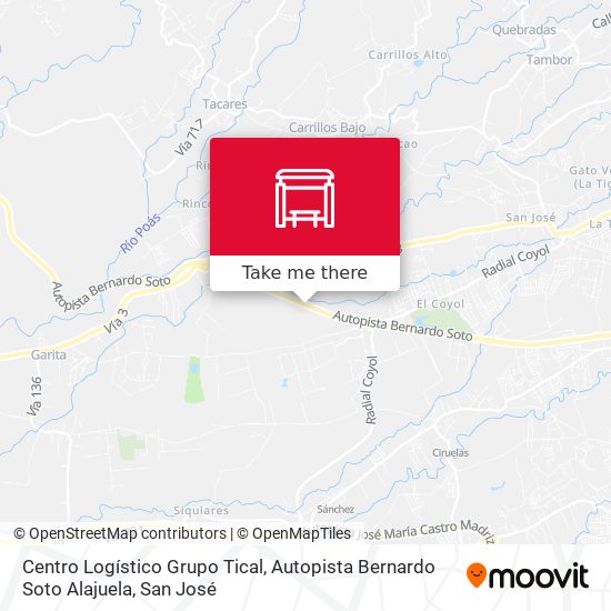 Centro Logístico Grupo Tical, Autopista Bernardo Soto Alajuela map