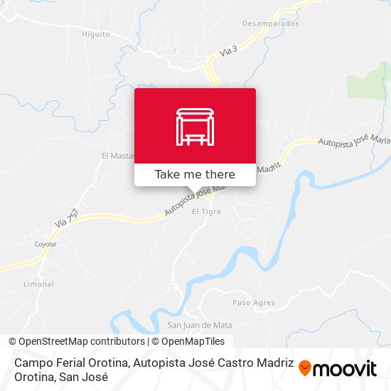 Campo Ferial Orotina, Autopista José Castro Madriz Orotina map