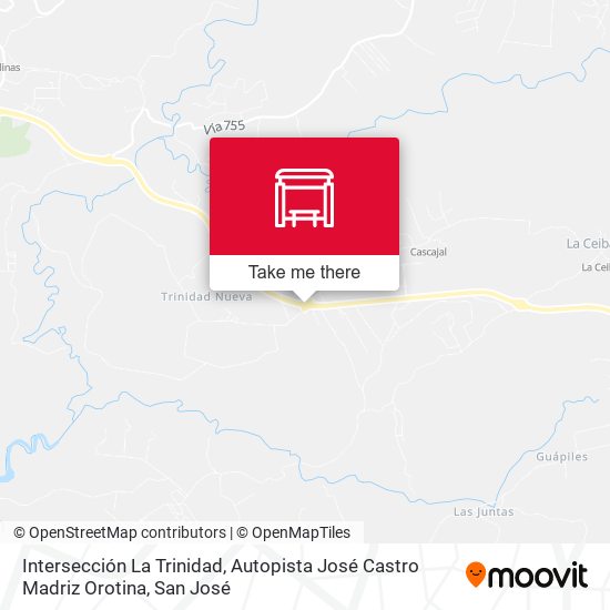 Mapa de Intersección La Trinidad, Autopista José Castro Madriz Orotina