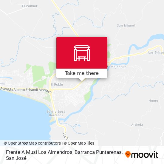 Frente A Musi Los Almendros, Barranca Puntarenas map