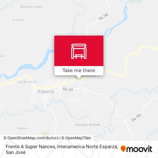 Frente A Super Nances, Interamerica Norte Esparza map
