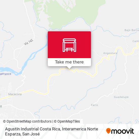 Mapa de Agustín Industrial Costa Rica, Interamerica Norte Esparza
