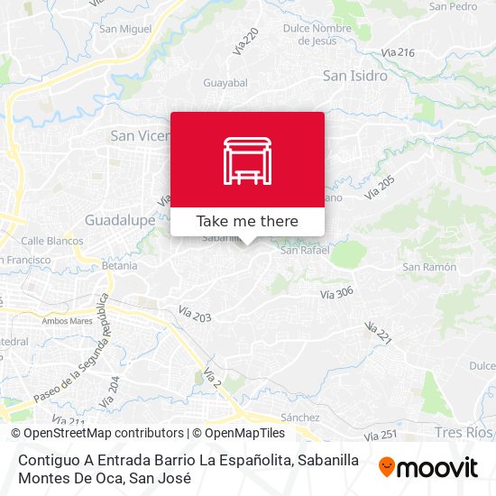 Contiguo A Entrada Barrio La Españolita, Sabanilla Montes De Oca map