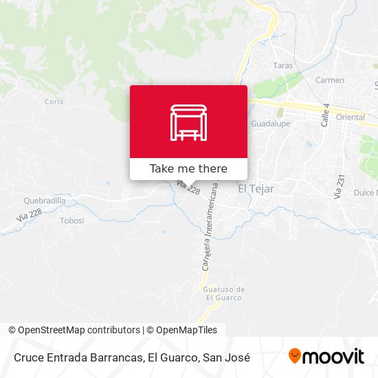 Mapa de Cruce Entrada Barrancas, El Guarco