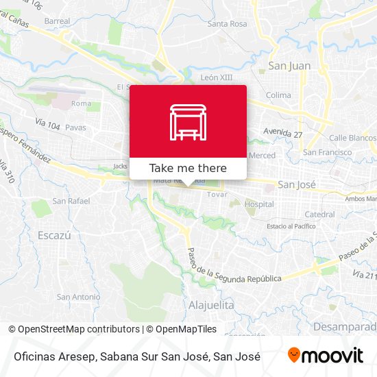 Mapa de Oficinas Aresep, Sabana Sur San José