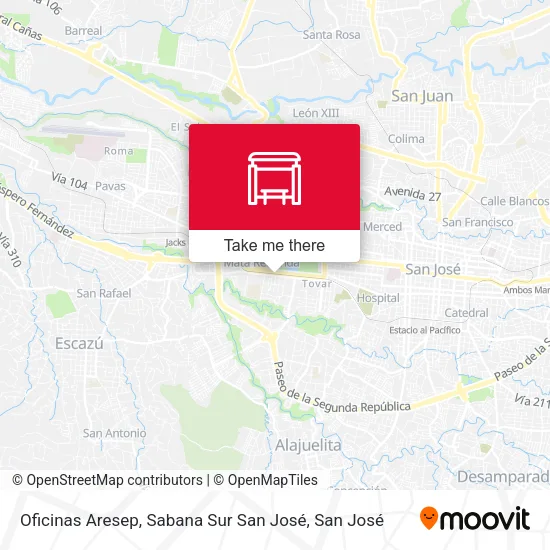 Oficinas Aresep, Sabana Sur San José map