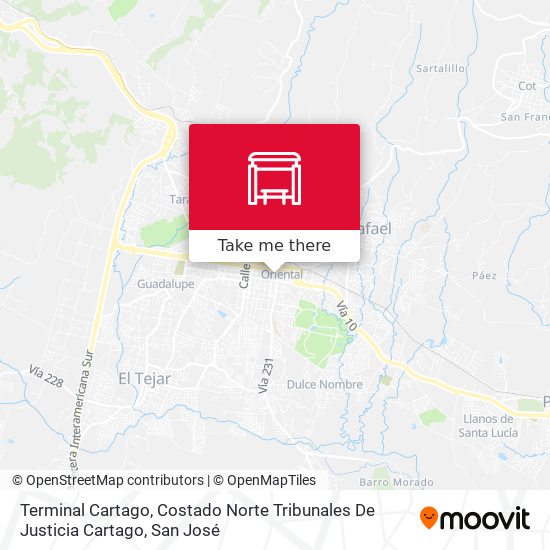 Mapa de Terminal Cartago, Costado Norte Tribunales De Justicia Cartago