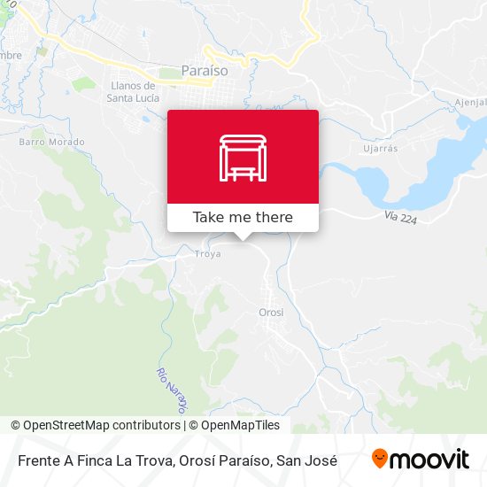 Frente A Finca La Trova, Orosí Paraíso map