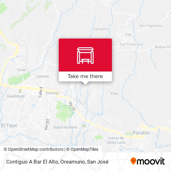 Mapa de Contiguo A Bar El Alto, Oreamuno
