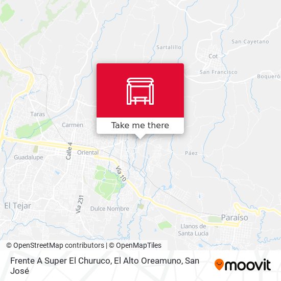 Mapa de Frente A Super El Churuco, El Alto Oreamuno
