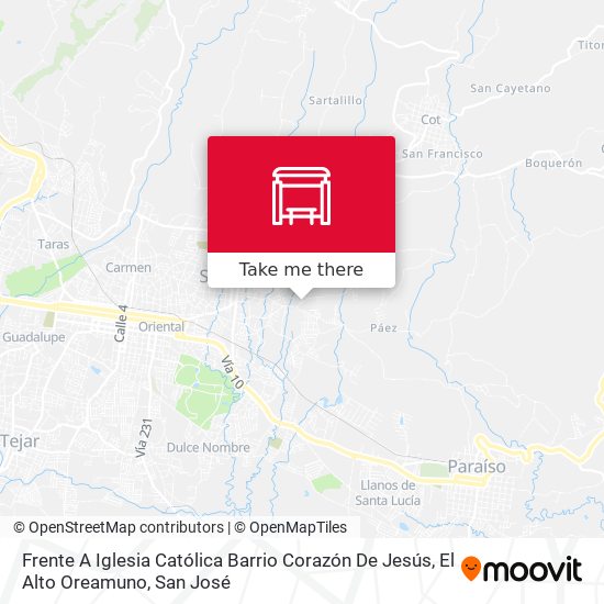 Frente A Iglesia Católica Barrio Corazón De Jesús, El Alto Oreamuno map