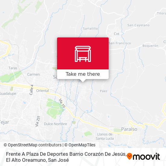 Frente A Plaza De Deportes Barrio Corazón De Jesús, El Alto Oreamuno map