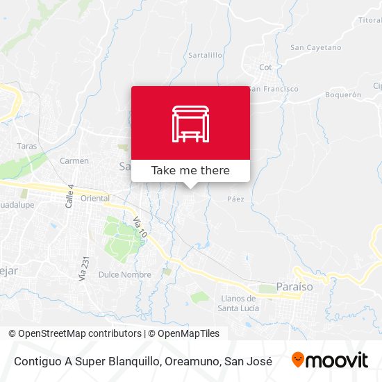 Mapa de Contiguo A Super Blanquillo, Oreamuno